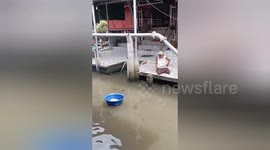 Generous pensioner, 84, floats basin across canal to share homecooked meals with her neighbour