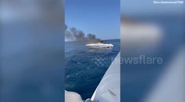Boaters jump off boat moments before it explodes