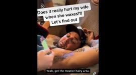 Husband gets his armpits waxed by wife