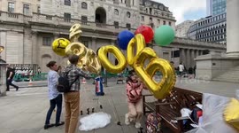 Interest rates hike protested outside Bank of England