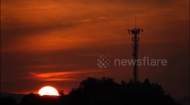 Sun Rises, Moon Sets in Yichang, China