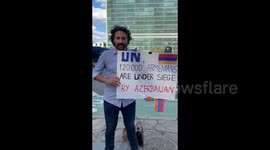 Armenians Demonstrate in NY, USA Against Azerbaijan Nagorno-Karabakh Blockade