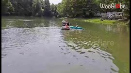 Mom & son's rowboat adventure goes wet & wild after they mercilessly fail the weight limit