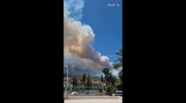 Firefighting helicopters offer splashes of relief as forest near crowded resort gets SMOKED!