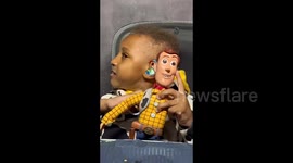 Heartwarming moment NYC mother crafts hearing aids for son's 'Toy Story' Woody doll, making her deaf son feel included