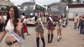 Stunning Miss Universe hopefuls visit tourist attractions in Thailand