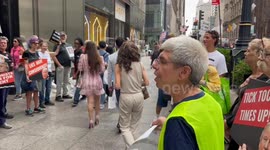 Chanting Interaction at Trump Indictment Rapid Response Event in New York, USA