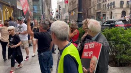 Chants at Trump Indictment Rapid Response Event in New York, USA
