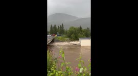 A whole camping area got flushed away after the storm HANS arrived in Norway Hemsedal.