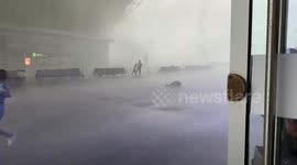 Powerful winds and rain blast railway passengers in China