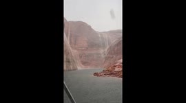 Waterfalls Down The Canyon Walls