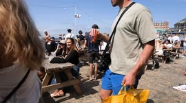 Boardmasters surfing contest is well under way with huge crowds at Fistra beach in Newquay as UK set for mini-heatwave
