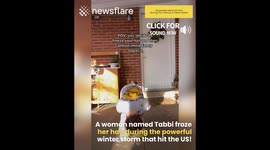 Woman Freezes her Hair during Winter Storm