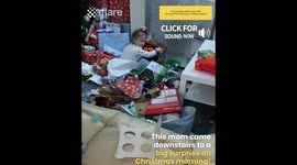 Mom wakes up to find all Christmas Presents Opened