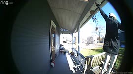 Mom's Life is Difficult When Hanging Christmas Lights (ID: 375897960)