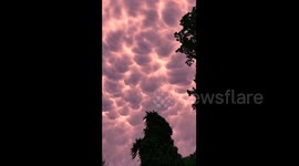 US: Mammatus Clouds In Sunset Sky In Greenville, South Carolina