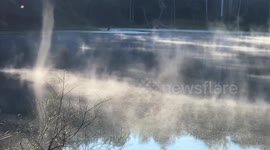 'Steamnado' drifts across Arkansas pond in enchanting footage