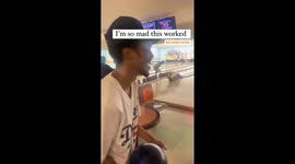 Super Crazy Long Distance Bowling Shot from beyond the lane ends in a STRIKE!!!!