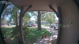 Doorbell camera captures car smashing into neighbour's mailbox in Kansas