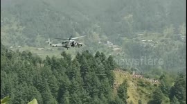 Pakistan cable car rescue - eyewitness footage shows army personnel dangling on chopper to rescue out stranded people