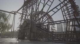 Fixed filming of the operation process of the waterwheel in Jingyuan County, Gansu Province.