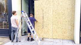 Contractors workers and Security Personnel Rush To Set Up Safety Measures Along The Notting Hill Carnival Route