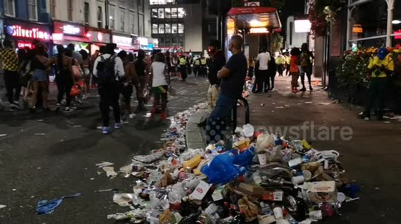 Huge piles of rubbish litter Notting Hill after revelers depart from Carnival