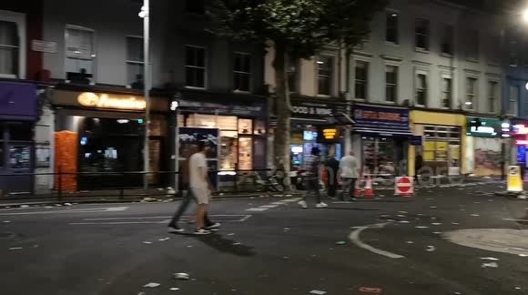 Notting Hill around midnight after the Notting Hill Carnival as the last people leave the area