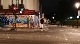 A rather drunk man attempts to seduce a lamppost plus he uses it to keep himself up