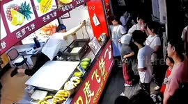 Boy gets surprise faceful of dough when watching flying roti performance
