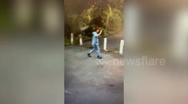 Brazen thief WAVES at CCTV as he steals pot plant from outside family-run business