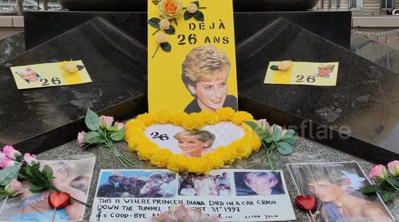 Tributes laid in Paris on 26th anniversary of Princess Diana's death