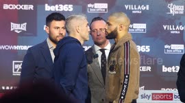 SMITH VS EUBANK JR  HAVE WORDS AT THE FACE OFF