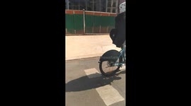 Riding bicycle in the morning