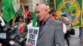 RMT boss Mick Lynch speaks to the media about rail ticket office closures
