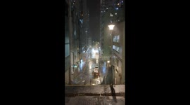 Footage shows strong waves and winds as Powerful Typhoon Saola passes Hongkong