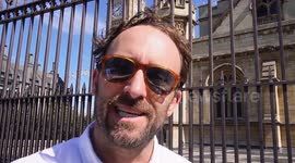 Scientists from Just stop oil speak outside The Houses of Parliament