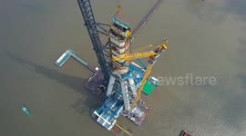 Changtai Yangtze River Bridge Construction in Taizhou, China