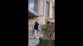 Unexpected house roof climb leaves homeowner amused!