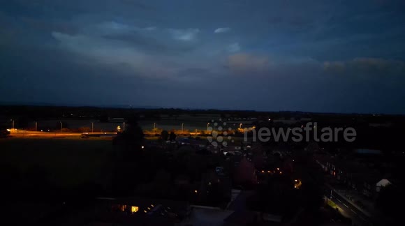Spectacular Drone Footage Captures Distant Thunderstorms with Lightning near York, UK