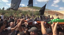 The funeral of the martyr Milad Munther Al-Rai in Al-Aroub camp, north of the West Bank city of Hebron .