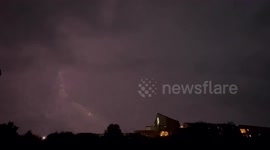 Lightning strikes break down the uk heatwave that has lasted a week in Sept 2023.