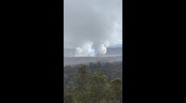 Kilauea just erupted again | Lava shoots hundreds of feet in the air | giant gas plume and ashes in the air | Zoom in to see the lava shoot in the air