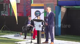 Eddie Mullins, Helen McEntee and Paschal Donohoe launch a community safety plan for the north inner city in Dublin, Ireland