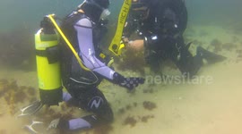 Scuba diving training in North Cornwall England, two of my friends are performing exercises.