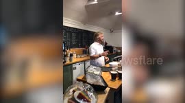 TV legend Noel Edmonds makes surprise visit back to UK - to serve customers in a cafe