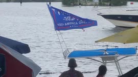 Fred the American Crocodile watching restaurant guest at Black Point Marina in Miami, FL.