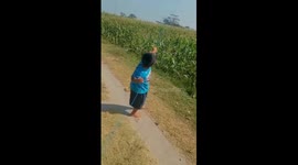 Strong kite takes young boy on unexpected adventure in Jarak village