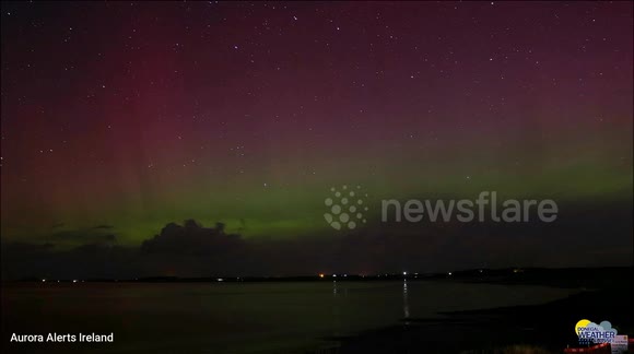 The Northern Lights from Rosses Point, Sligo, Ireland this morning.
