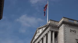 Stock footage of Bank of England as economy shrinks in UK